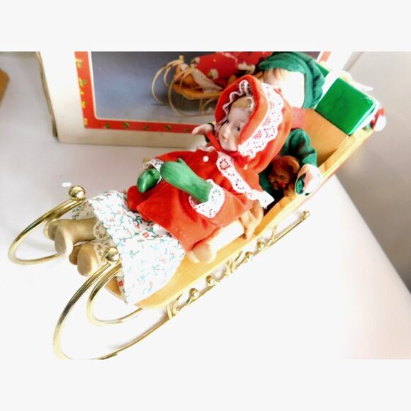 Christmas Around the World Other - Vintage Christmas Around the World Porcelain Children With Musical Sleigh